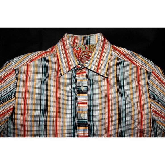 Robert Graham Men's Long Sleeve Button Front Paisley Flip Cuff Shirt Size Large - Picture 6 of 12